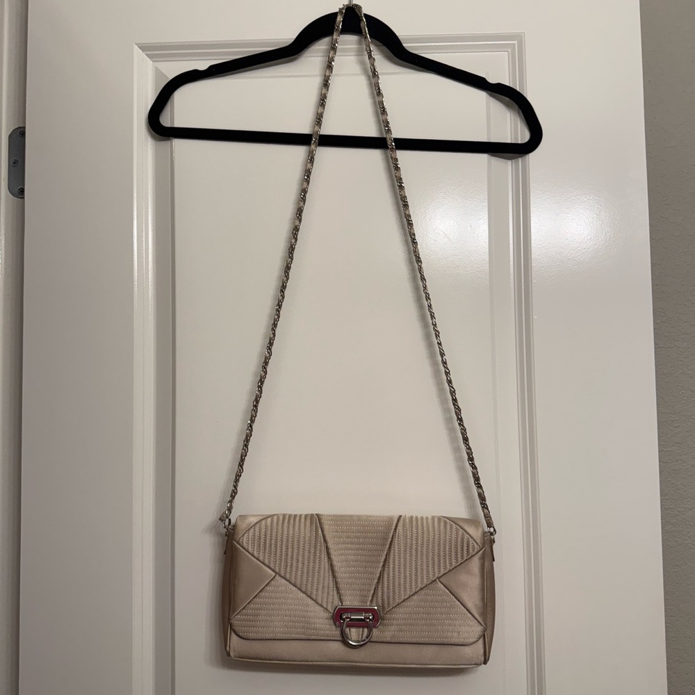Kate Landry Elegant Beige Crossbody Bag with Chain Strap